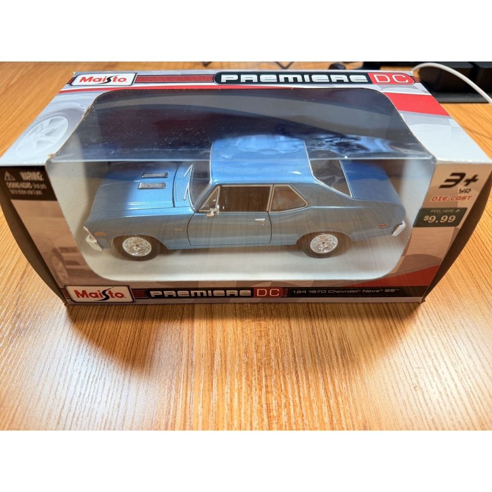 Maisto Premiere DC 1:24 1970 Chevrolet Chevy Nova SS Blue Diecast Open Box